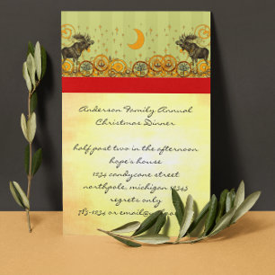 Moose Christmas Dinner Invitation & Party Invites