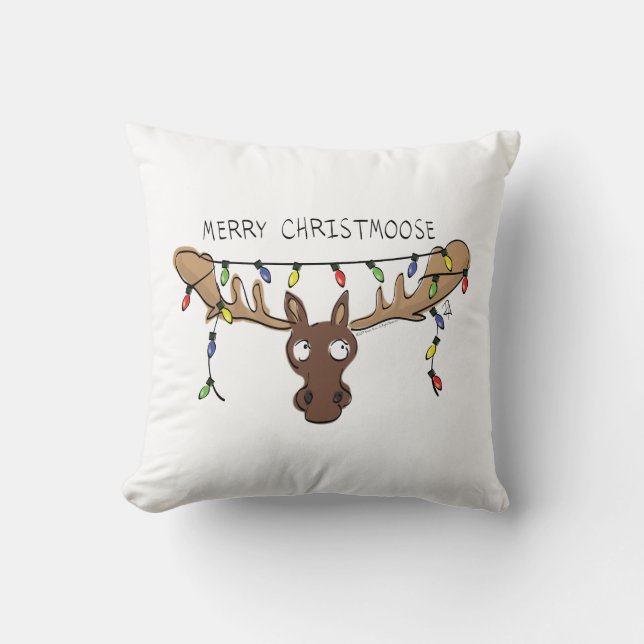 Moose Christmas Funny Cartoon Kids Cushion (Front)