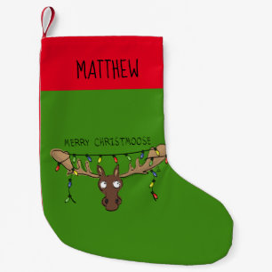 Moose Christmas Funny Cartoon Kids Small Christmas Stocking