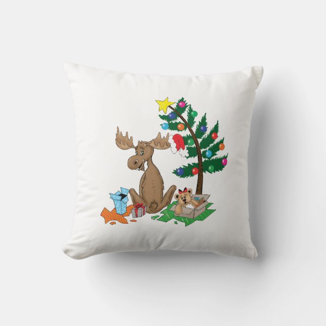 Moose Christmas Pillow (Front)