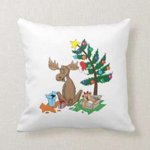Moose Christmas Pillow