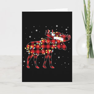 Moose Christmas Red Plaid Buffalo Pajama Matching Card