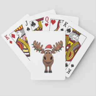 Moose Christmas Tree Lights Funny Xmas Moose Lover Playing Cards