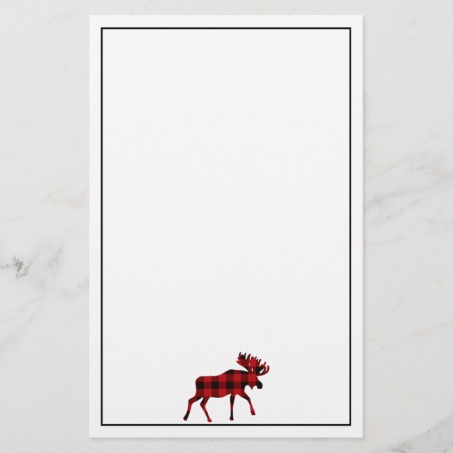 Moose Classic red black plaid  Stationery (Front)