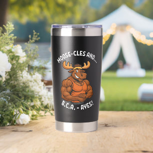 Moose-cles and BCAAs – Funny Gym Moose Workout Insulated Tumbler