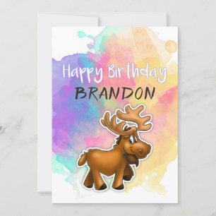 Moose Colourful Birthday Card
