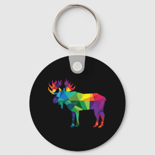Moose colourful low poly art HUNTING theme hunters Key Ring