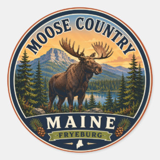 Moose Country Fryeburg Maine Round Sticker