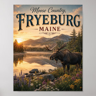 Moose Country Fryeburg Maine Vintage Wildlife Post Poster