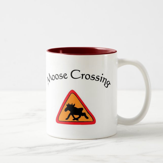 Moose Crossing #2 Two-Tone Coffee Mug (Right)