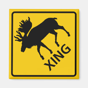 Moose Crossing Highway Sign Magnet