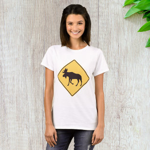 Moose Crossing Road Sign Wildlife Safety T-Shirt
