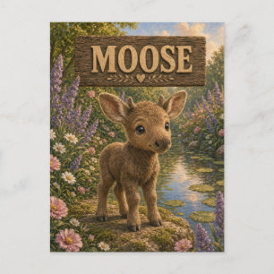 Moose Cute Baby Storybook Nursery Animal Postcard