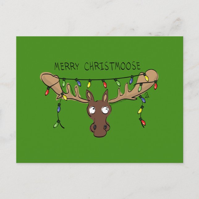 Moose Cute Funny Christmas Postcard (Front)