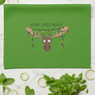 Moose Cute Funny Christmas Tea Towel