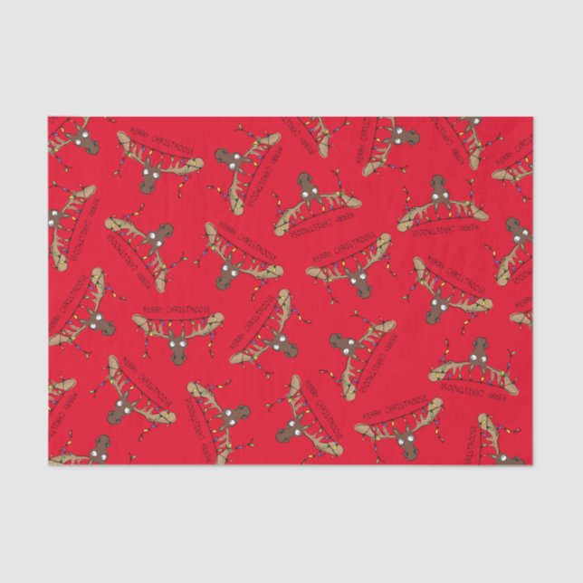Moose Cute Funny Christmas Tissue Paper (Front)