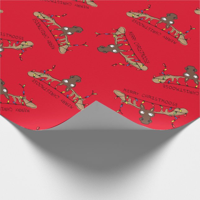 Moose Cute Funny Christmas Wrapping Paper (Corner)