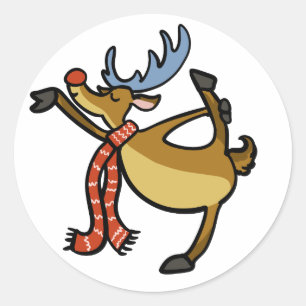 Moose dancing cartoon   choose background colour classic round sticker