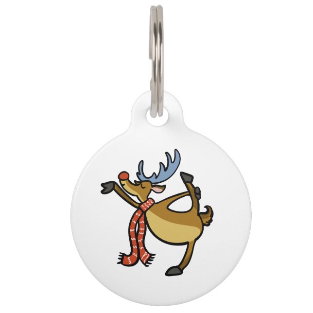 Moose dancing cartoon | choose background colour pet tag (Front)
