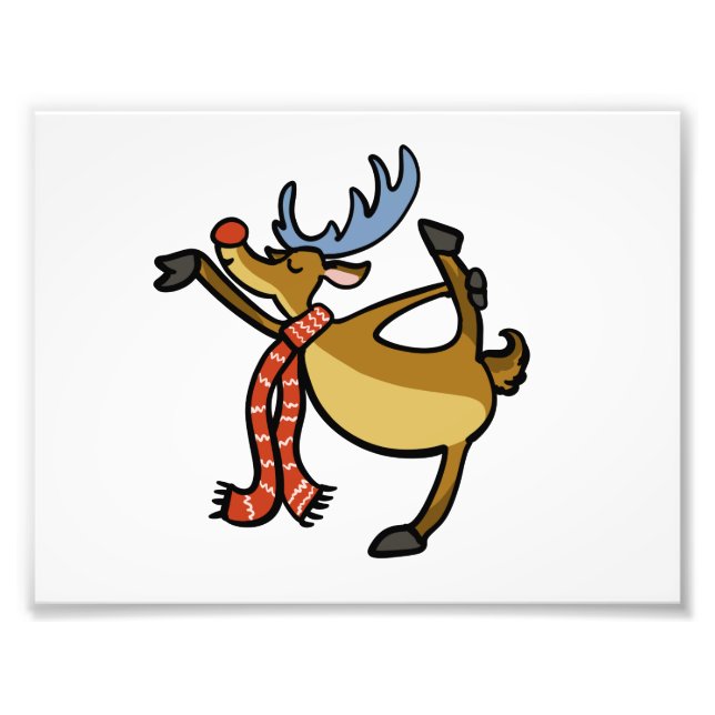 Moose dancing cartoon | choose background colour photo print (Front)