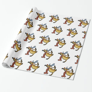 Moose dancing cartoon   choose background colour wrapping paper