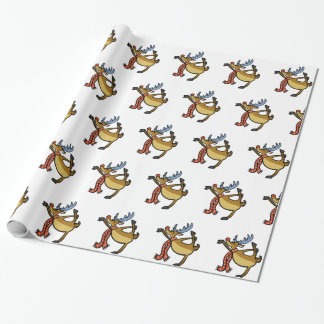 Moose dancing cartoon | choose background colour wrapping paper