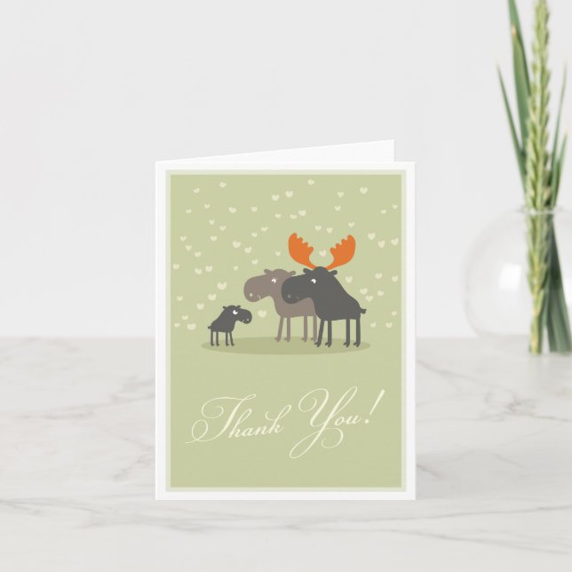 Moose Deer Family Baby Shower Thank You Card (Front)