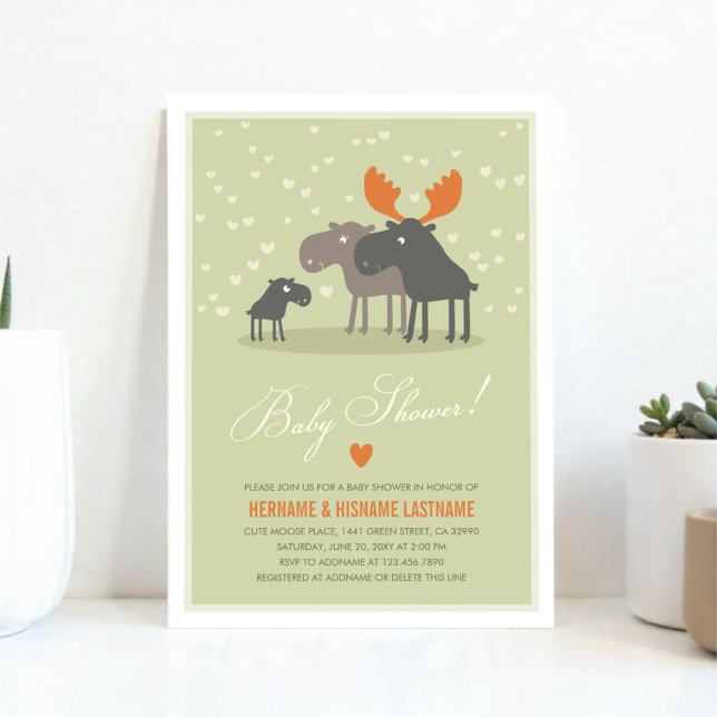 Moose Deer Family Couples Baby Shower Invitation (Creator Uploaded)