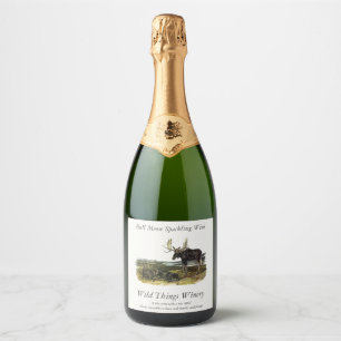 Moose Deer (Moose - Alces alces) by Audubon Sparkling Wine Label
