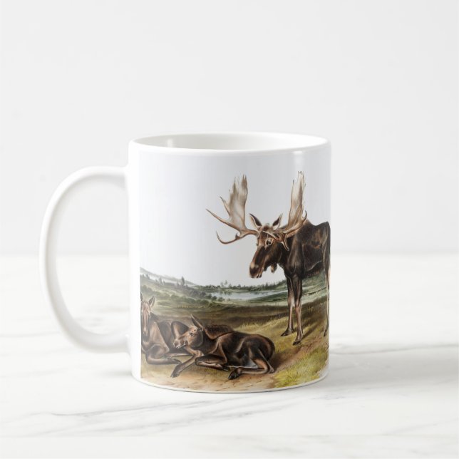 Moose Deer (Servus alces) Illustration Coffee Mug (Left)