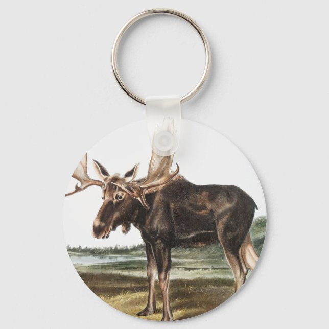 Moose Deer (Servus alces) Illustration Key Ring (Front)