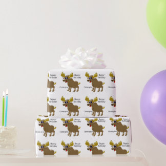 Moose Design Birthday Wrapping Paper
