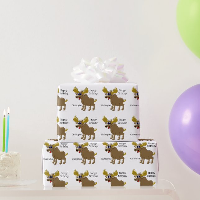 Moose Design Birthday Wrapping Paper (Party Gifts)