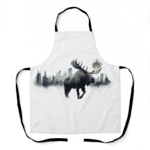 Moose double exposure in front of a forest