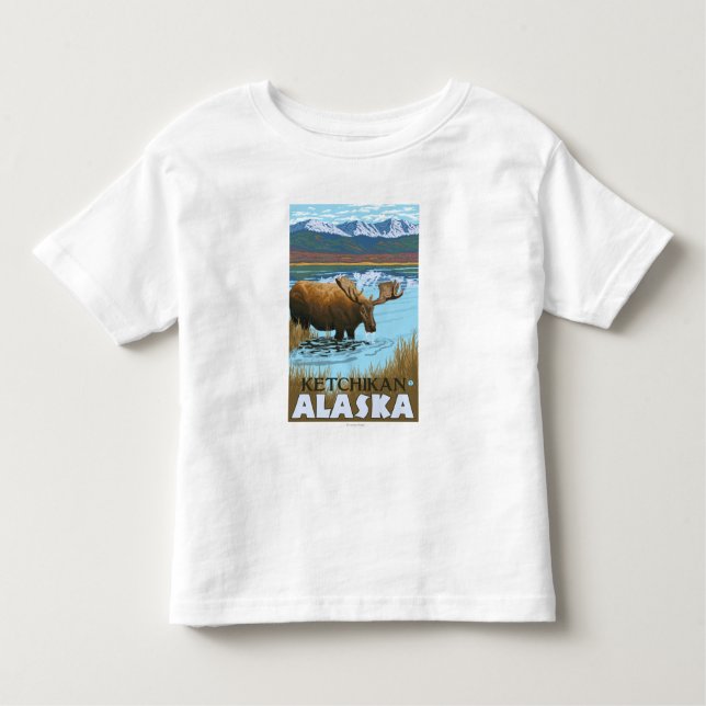 Moose Drinking at Lake - Ketchikan, Alaska Toddler T-Shirt (Front)