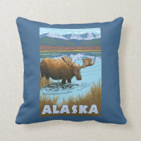 Moose Drinking Water Vintage Travel Poster