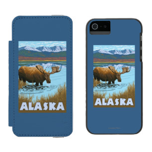 Moose Drinking Water Vintage Travel Poster Incipio Watson™ iPhone 5 Wallet Case
