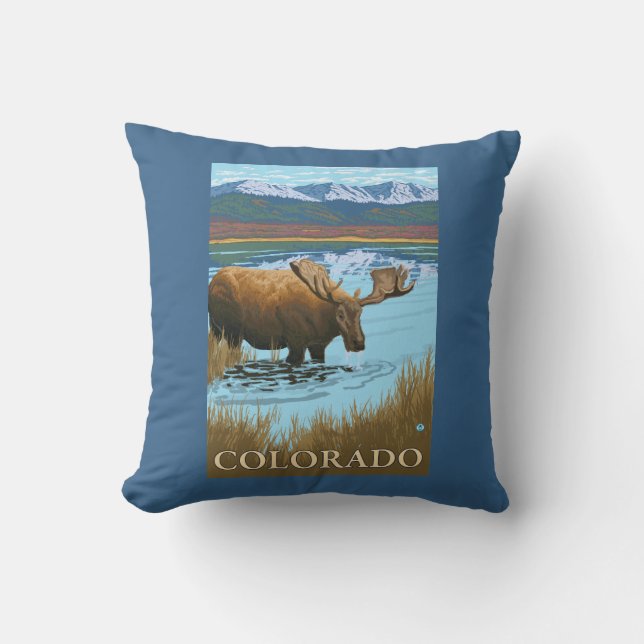 Moose DrinkingColorado Cushion (Front)