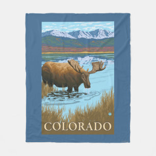 Moose DrinkingColorado Fleece Blanket