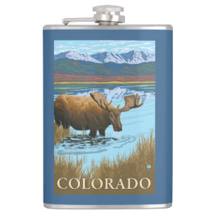 Moose DrinkingColorado Hip Flask