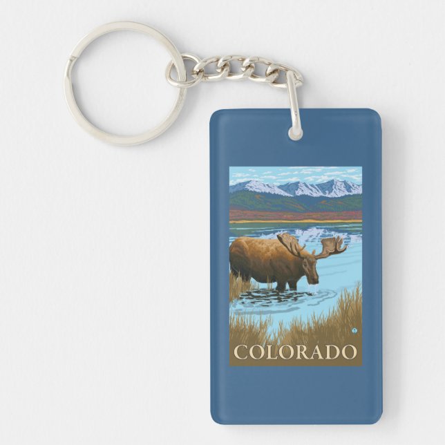 Moose DrinkingColorado Key Ring (Front)