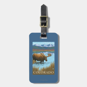 Moose DrinkingColorado Luggage Tag