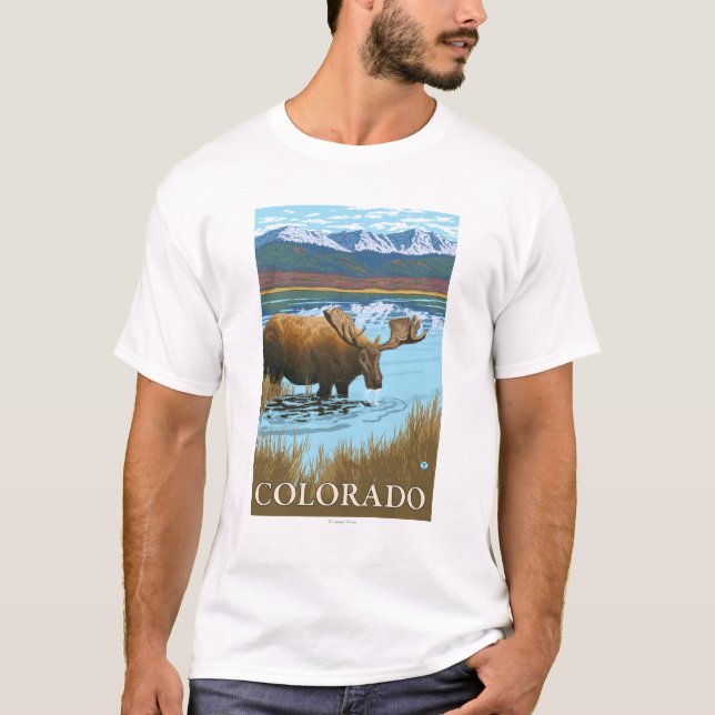 Moose DrinkingColorado T-Shirt (Front)
