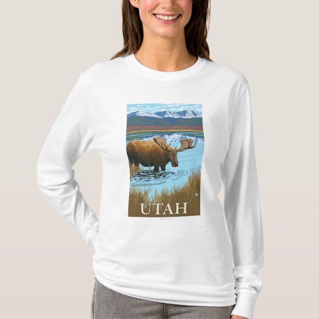 Moose DrinkingUtah T-Shirt (Front)
