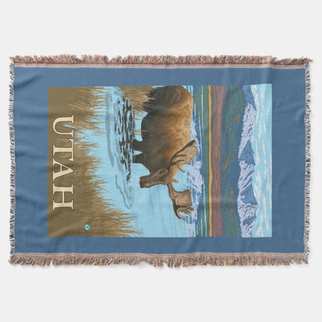 Moose DrinkingUtah Throw Blanket (Front)