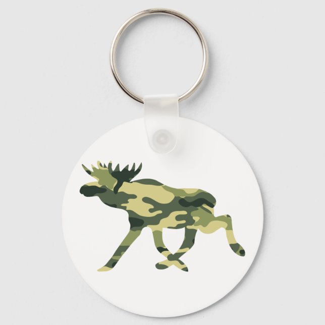 Moose / Elk Woodland Camouflage / Camo Key Ring (Front)