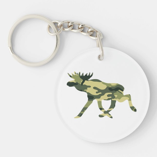 Moose / Elk Woodland Camouflage / Camo Key Ring (Front)