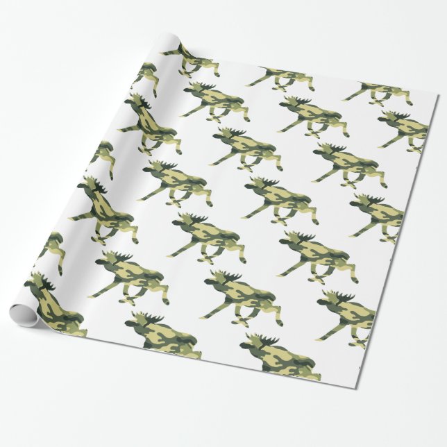 Moose / Elk Woodland Camouflage / Camo Wrapping Paper (Unrolled)