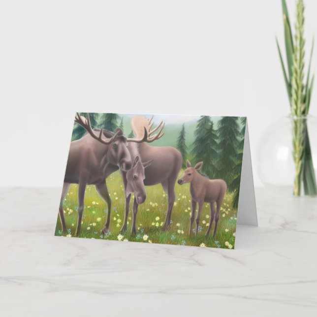 Moose Family Greeting Card (Front)
