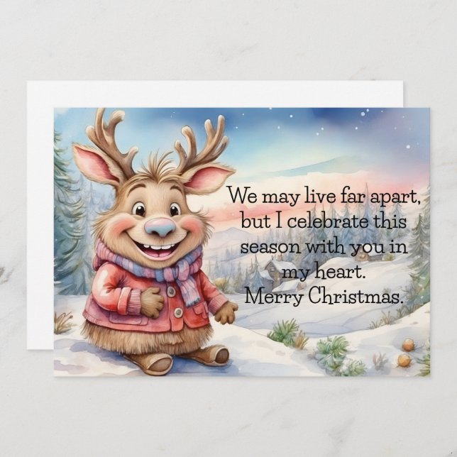 Moose Far Apart  Holiday Card (Front/Back)